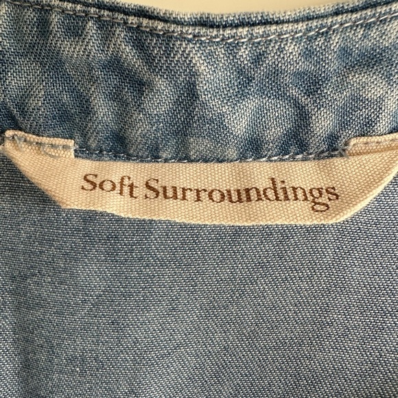 Soft Surroundings Denim Top Animal Print Tencel Size Petite Large - Picture 3 of 9